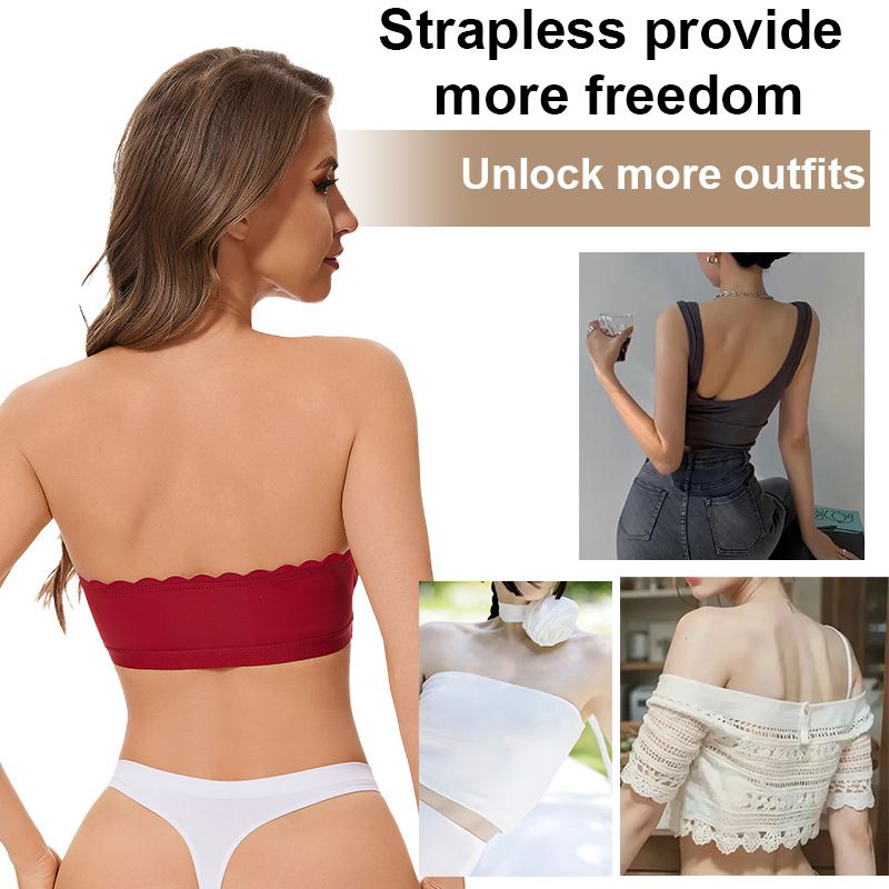 Strapless large open back bra Nylon 80%-90% Gathered breathable and invisible Front buckle to prevent light Side closure beauty back comfort Simple casual moldless cup Multicolor (S-XL)