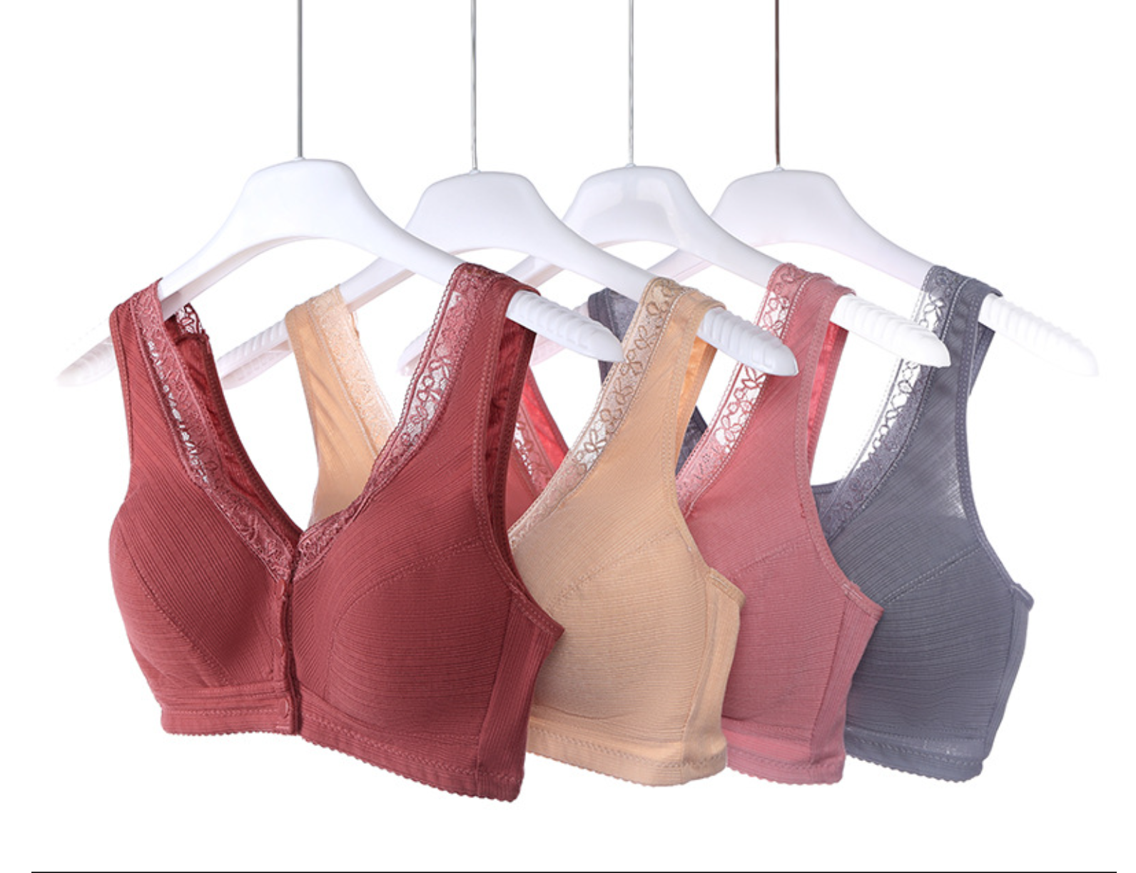 New Lace Front-Closure Bra - Soft Cotton Comfort for Full-Figure Easy Front Closure Cotton-Like Comfort Delicate Lace Accents True Plus Sizing
