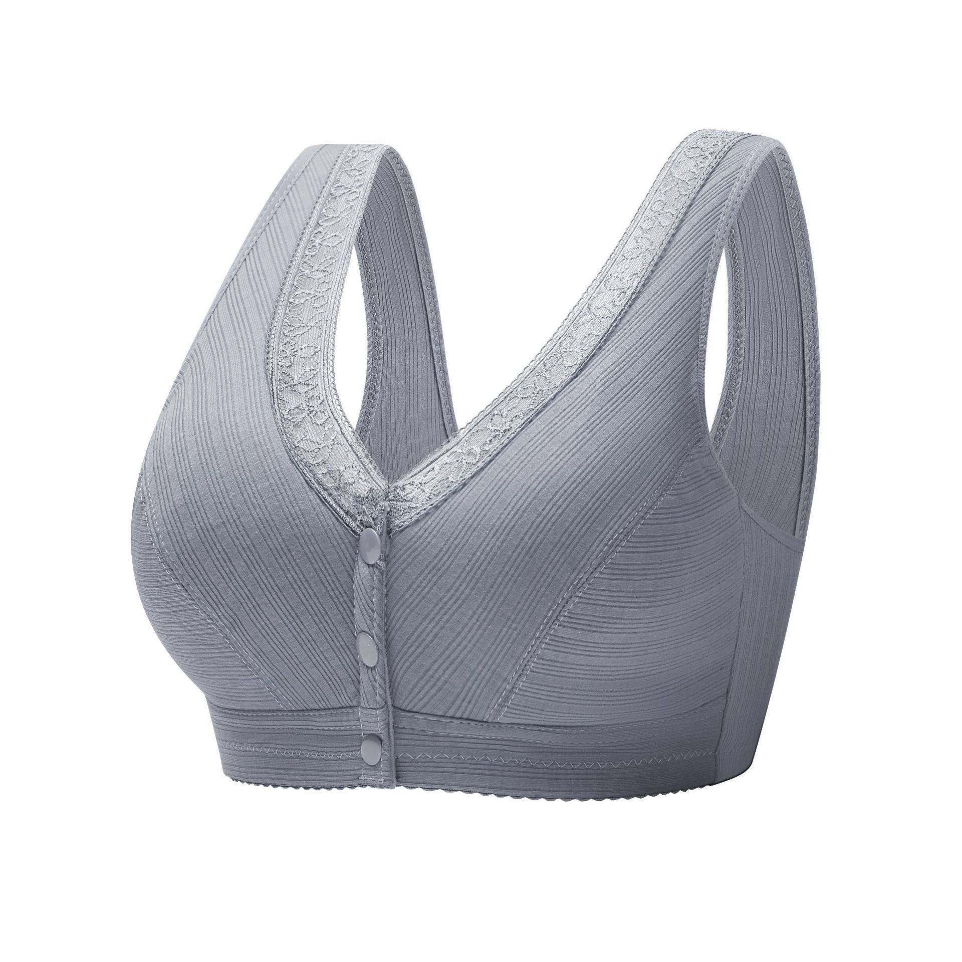 New Lace Front-Closure Bra - Soft Cotton Comfort for Full-Figure Easy Front Closure Cotton-Like Comfort Delicate Lace Accents True Plus Sizing