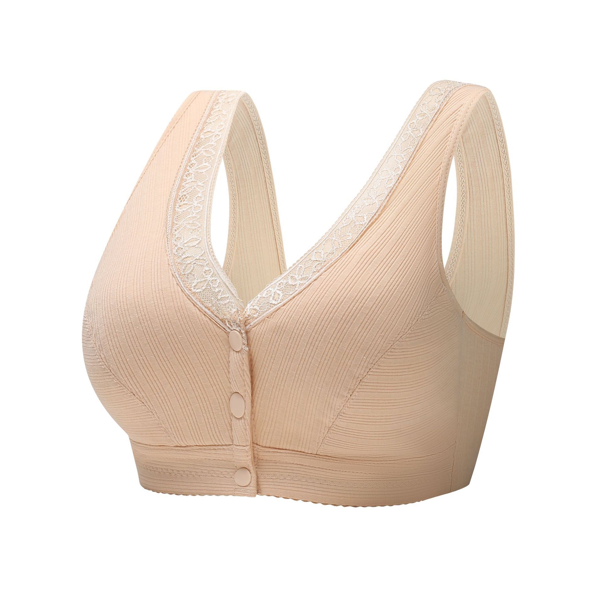 New Lace Front-Closure Bra - Soft Cotton Comfort for Full-Figure Easy Front Closure Cotton-Like Comfort Delicate Lace Accents True Plus Sizing