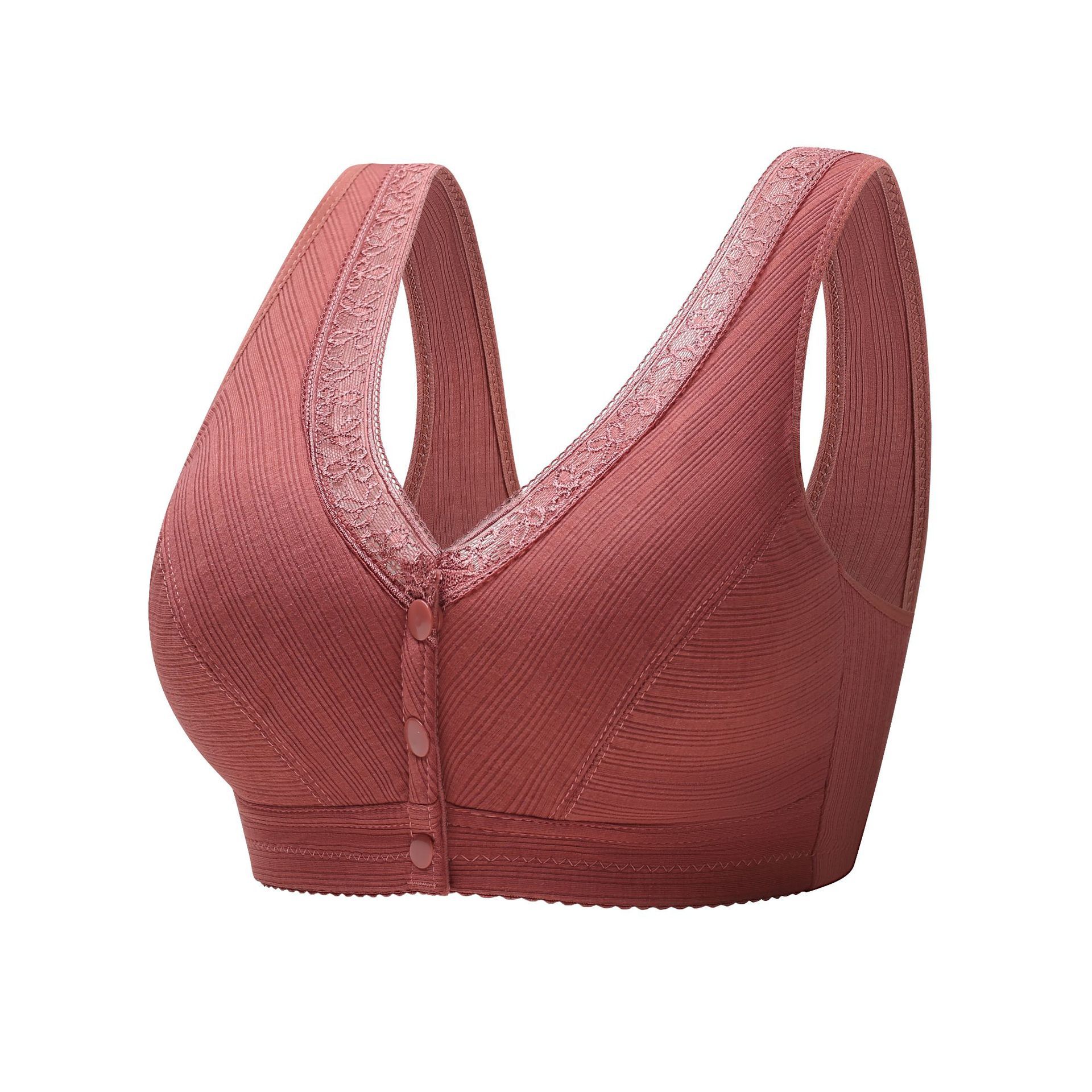 New Lace Front-Closure Bra - Soft Cotton Comfort for Full-Figure Easy Front Closure Cotton-Like Comfort Delicate Lace Accents True Plus Sizing