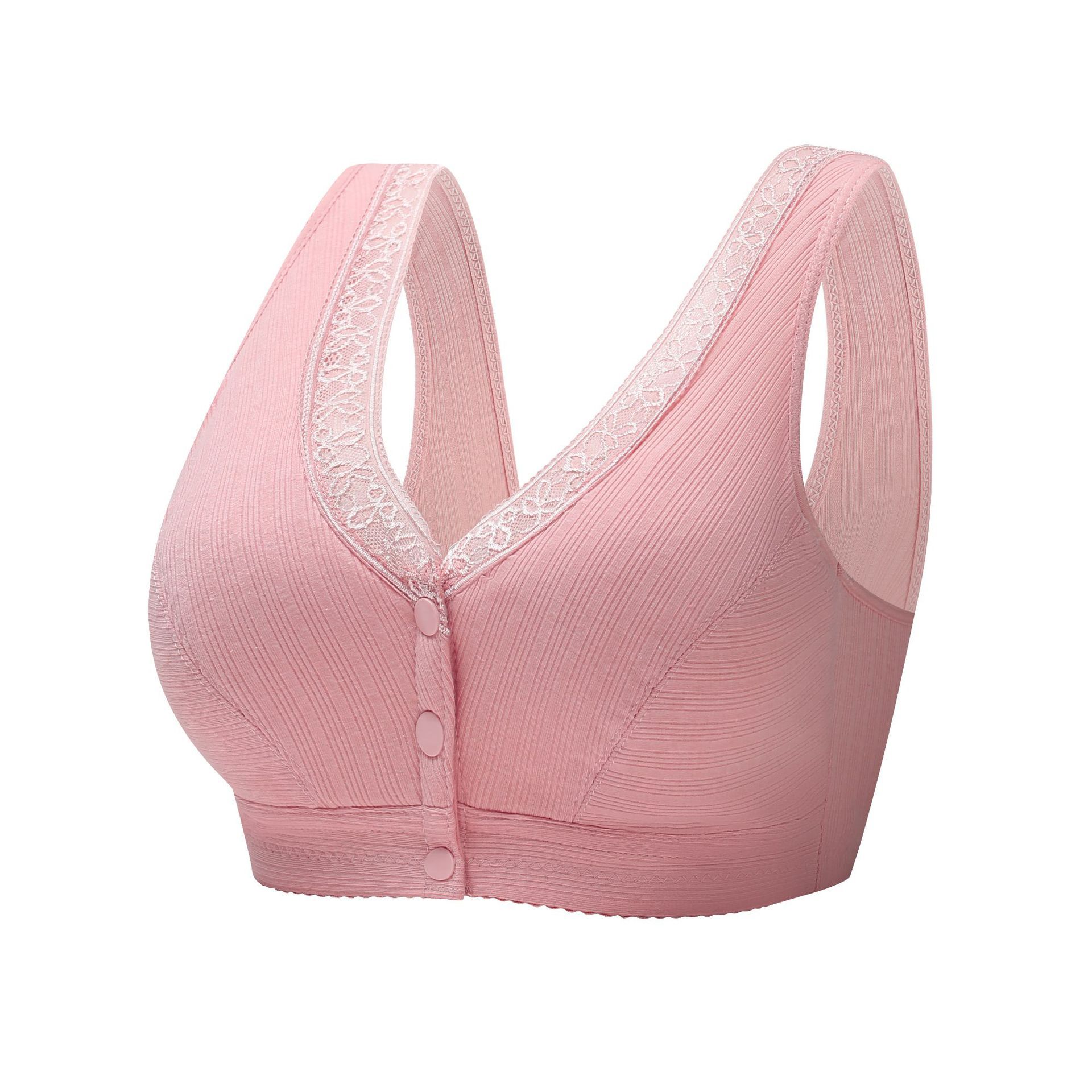 New Lace Front-Closure Bra - Soft Cotton Comfort for Full-Figure Easy Front Closure Cotton-Like Comfort Delicate Lace Accents True Plus Sizing