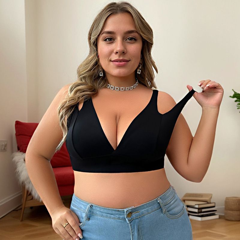 Bestseller Solid Color Plus-Size Bra - Dual Strap Support Dual Strap System Comfort-Tech Fabric Versatile Solid Colors Plus-Size Considerate