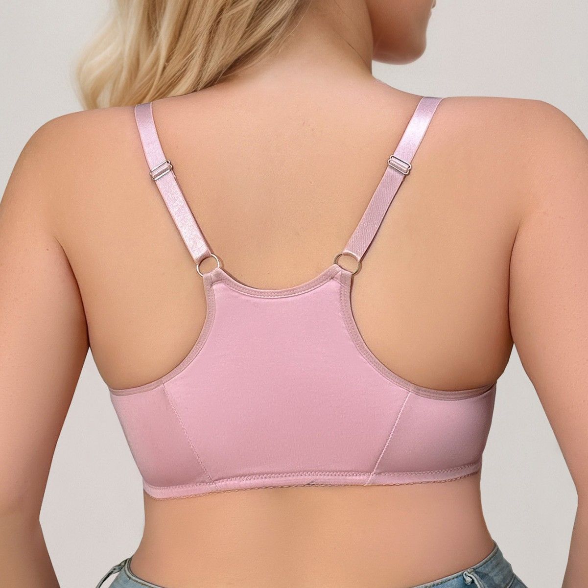 New low-priced front-hook plus-size solid color push-up underwire cross-border bra New plus-size front-hook bra Solid-color front-closure bra Push-up shaping underwear