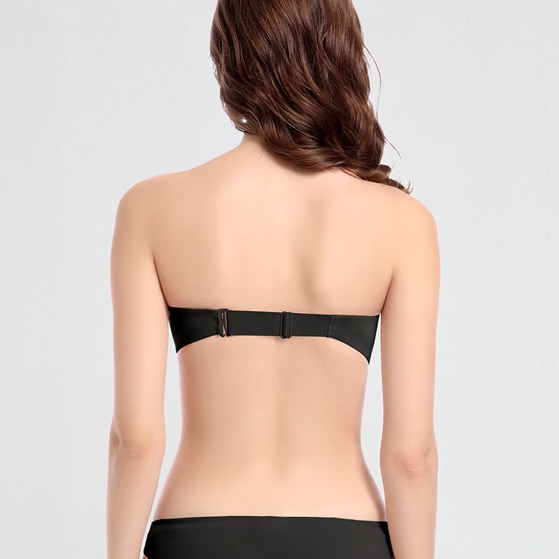 Elegant Nylon Bra - Soft Underwire 1/2 Cup with Thin Pads Seamless Gather & Lift, Removable Straps Breathable 80%-90% Nylon, Skin Tone/Black, Sizes 70A-85C