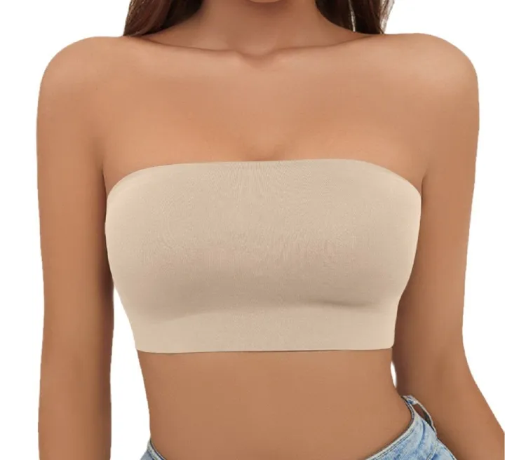Strapless Bra - Summer Tube Top with Anti-Slip Design, Seamless Modal Push-Up Bra for Small Bust Anti-Slip Tech Subtle Push-Up All-Around Seamless