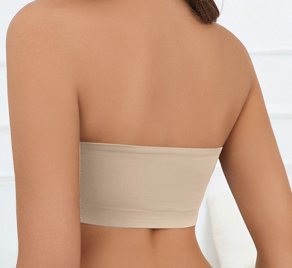 Strapless Bra - Summer Tube Top with Anti-Slip Design, Seamless Modal Push-Up Bra for Small Bust Anti-Slip Tech Subtle Push-Up All-Around Seamless