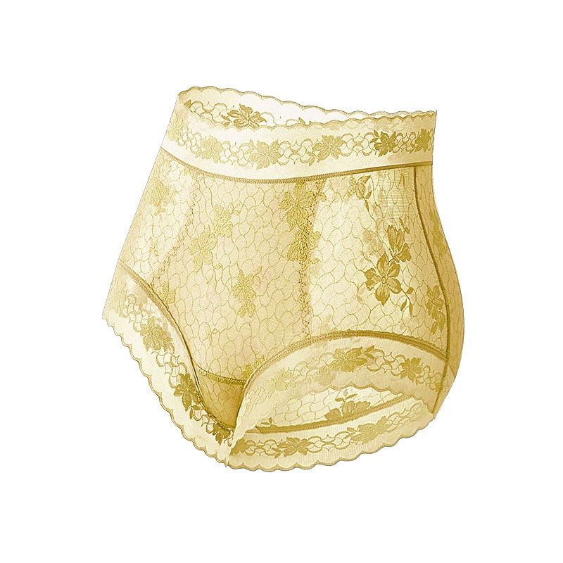 5pcs Women's lace mid-high waist, women's underwear with camellia fragrance, 10A antibacterial mulberry silk, extended crotch, and lightweight.