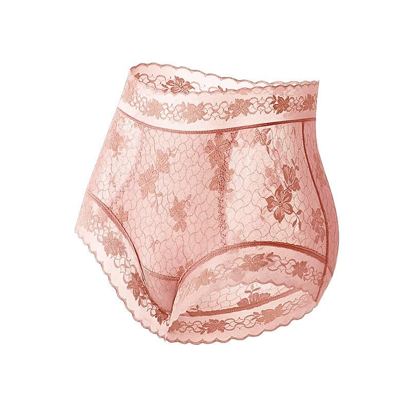 5pcs Women's lace mid-high waist, women's underwear with camellia fragrance, 10A antibacterial mulberry silk, extended crotch, and lightweight.