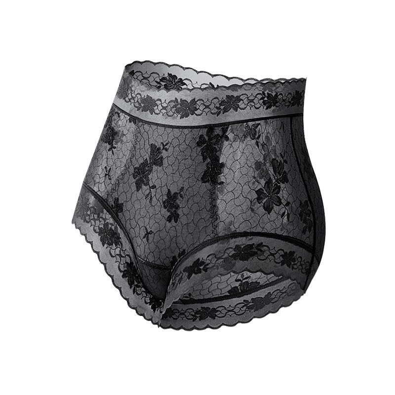5pcs Women's lace mid-high waist, women's underwear with camellia fragrance, 10A antibacterial mulberry silk, extended crotch, and lightweight.