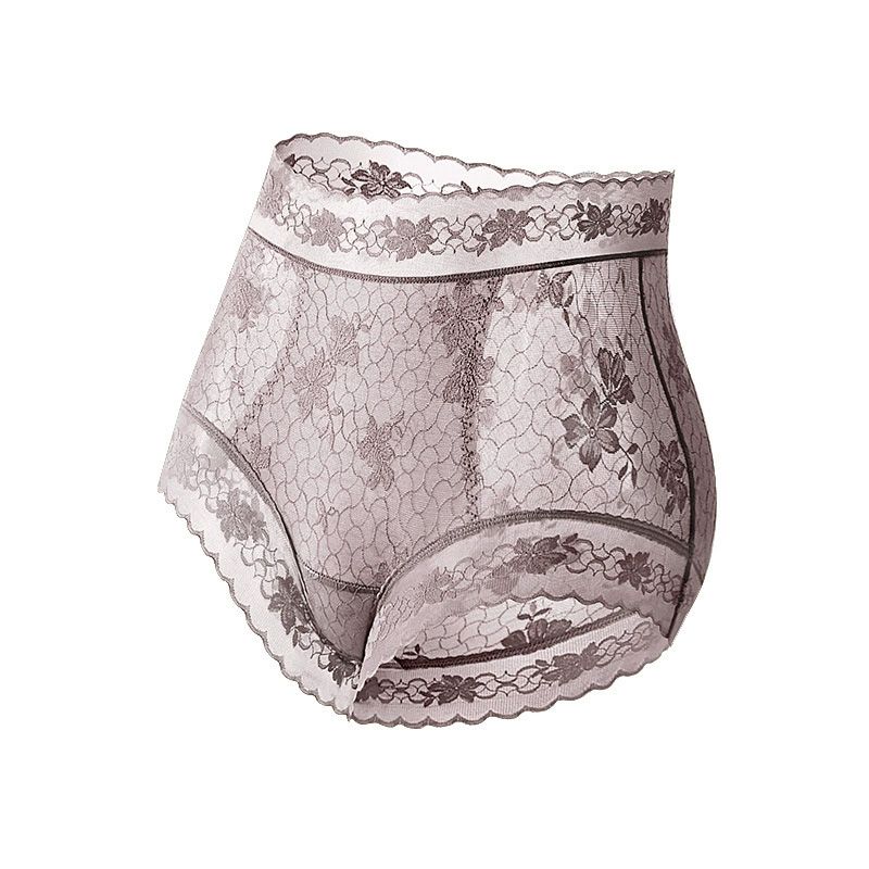 5pcs Women's lace mid-high waist, women's underwear with camellia fragrance, 10A antibacterial mulberry silk, extended crotch, and lightweight.
