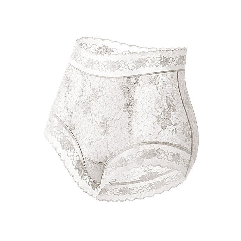 5pcs Women's lace mid-high waist, women's underwear with camellia fragrance, 10A antibacterial mulberry silk, extended crotch, and lightweight.