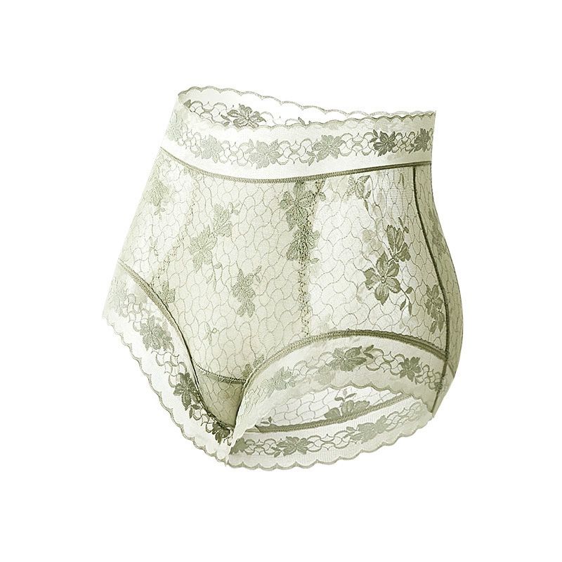 5pcs Women's lace mid-high waist, women's underwear with camellia fragrance, 10A antibacterial mulberry silk, extended crotch, and lightweight.