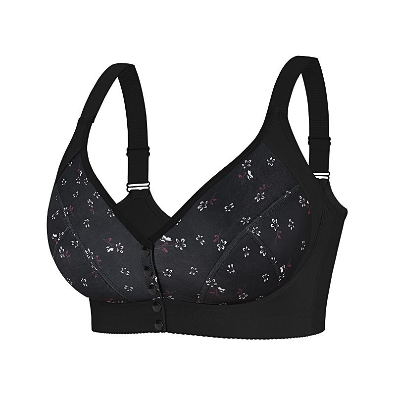0XL-7XL Plus Size Bra - Adjustable Straps Fashion Print Front Closure Full Figure Underwear Wide Straps Easy Front Closure Trendy Prints