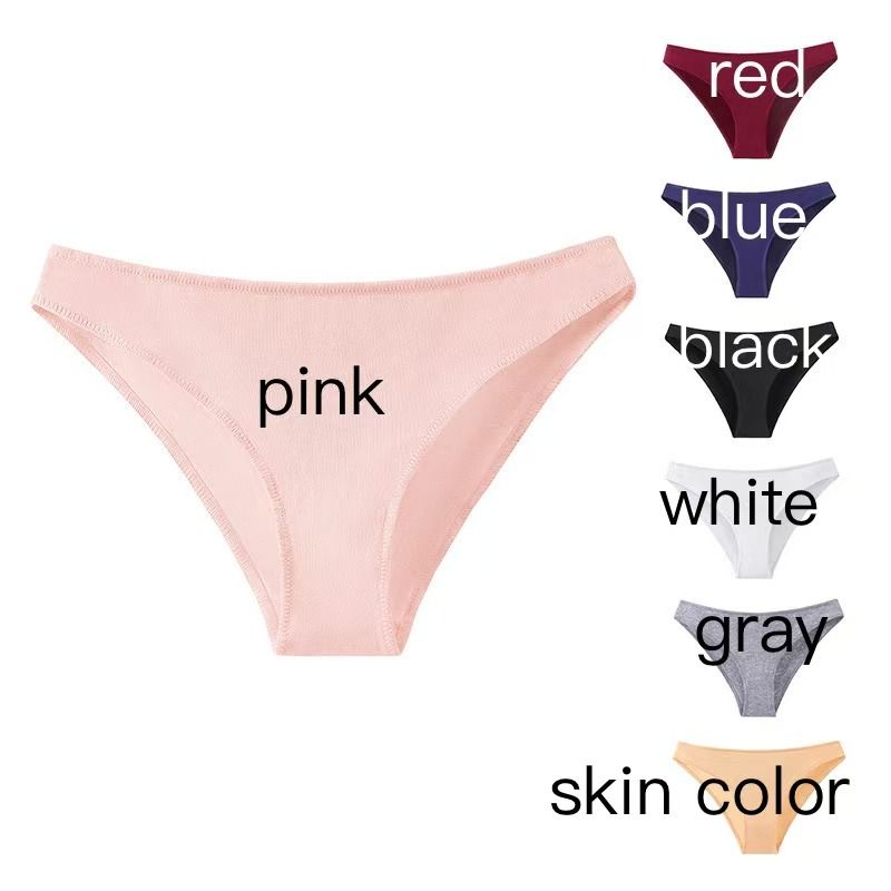 5 PCS Pure Cotton Low Rise Panties Plus Size Semi-Cheeky Underwear for Women Cotton Gusset Comfort Waistband Girly Colors