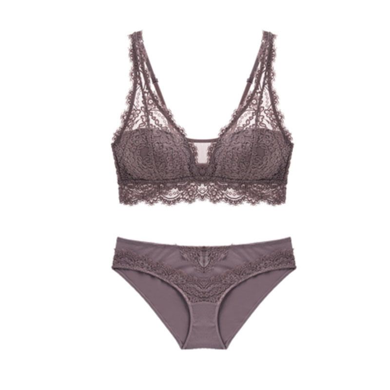 Ethereal French Lace Bra - 1/2 Cup with Petal-Thin Pads | 89% Nylon, 95% Cotton Lining | Fixed Straps (Nylon+Spandex), Carmine Bloom/Purple Mist, S-XL (70-85ABC)