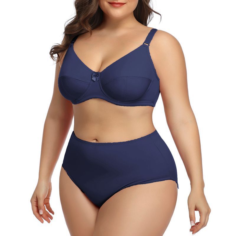 Plus-size bra sets. European and American style, ultra-thin and ultra-sexy lingerie, comfortable and breathable. Large-cup smooth bras. Eight colors for you to choose from.