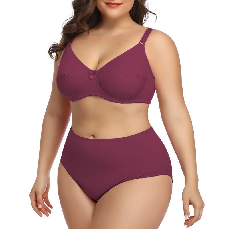 Plus-size bra sets. European and American style, ultra-thin and ultra-sexy lingerie, comfortable and breathable. Large-cup smooth bras. Eight colors for you to choose from.