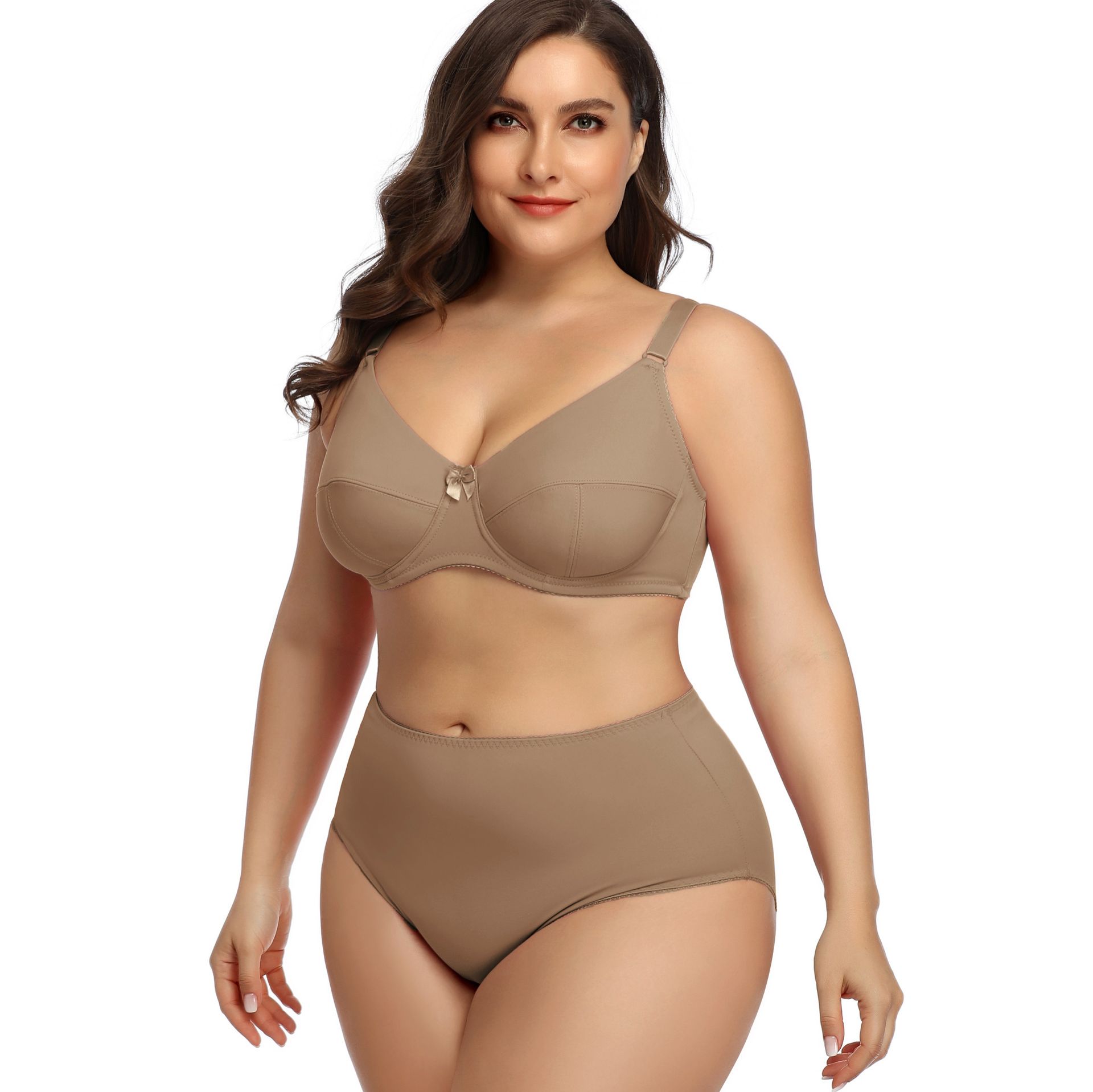 Plus-size bra sets. European and American style, ultra-thin and ultra-sexy lingerie, comfortable and breathable. Large-cup smooth bras. Eight colors for you to choose from.