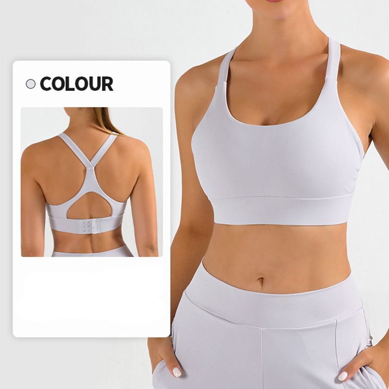 New style women's bare-feel sports bra with shockproof and gathering function, adjustable, suitable for yoga, breathable, hollowed-out and beautiful back design.