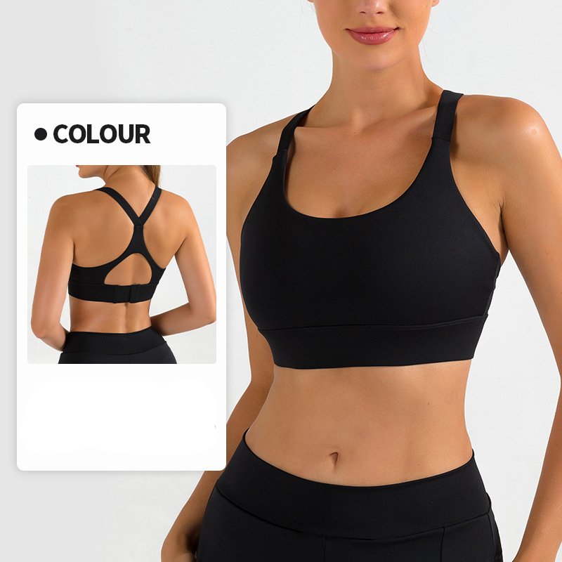 New style women's bare-feel sports bra with shockproof and gathering function, adjustable, suitable for yoga, breathable, hollowed-out and beautiful back design.