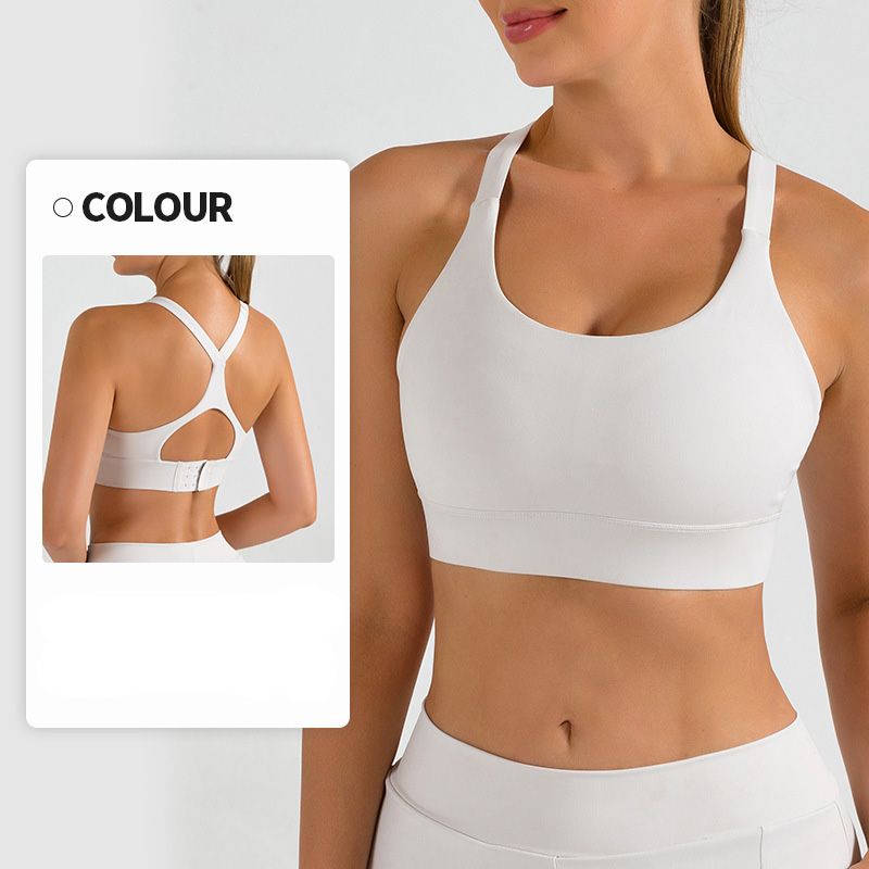 New style women's bare-feel sports bra with shockproof and gathering function, adjustable, suitable for yoga, breathable, hollowed-out and beautiful back design.