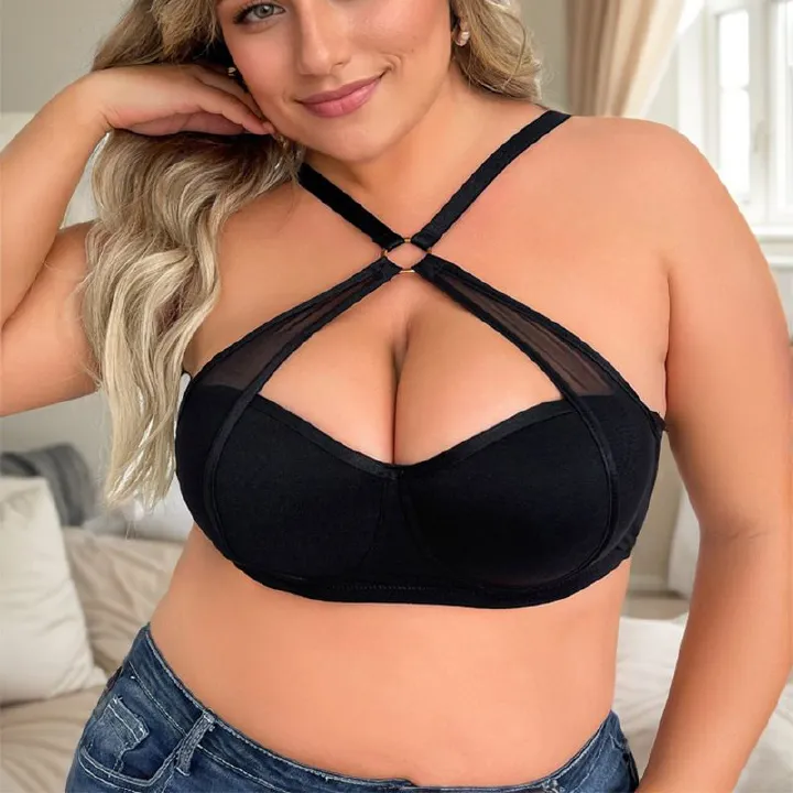 European and American plus-size thin bras with a beautiful back design, sexy and plus-size lingerie for breast enhancement.