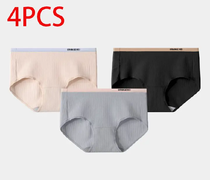 4PCS Women's Panties Combed Cotton Comfort with Contrast Color Blocking Winter Silk Gusset Premium Combed Cotton Body Friendly Construction
