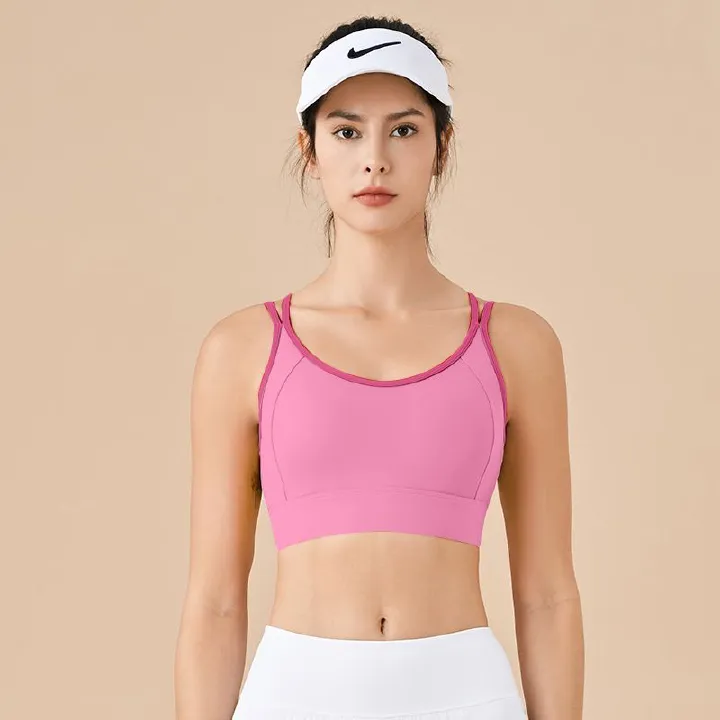 Women high-intensity sports underwear, fixed one-piece shockproof bra, suitable for fitness, running, and yoga. Back-beautifying yoga vest.