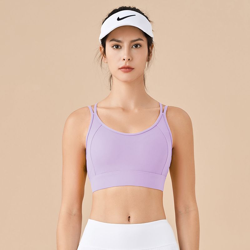 Women high-intensity sports underwear, fixed one-piece shockproof bra, suitable for fitness, running, and yoga. Back-beautifying yoga vest.