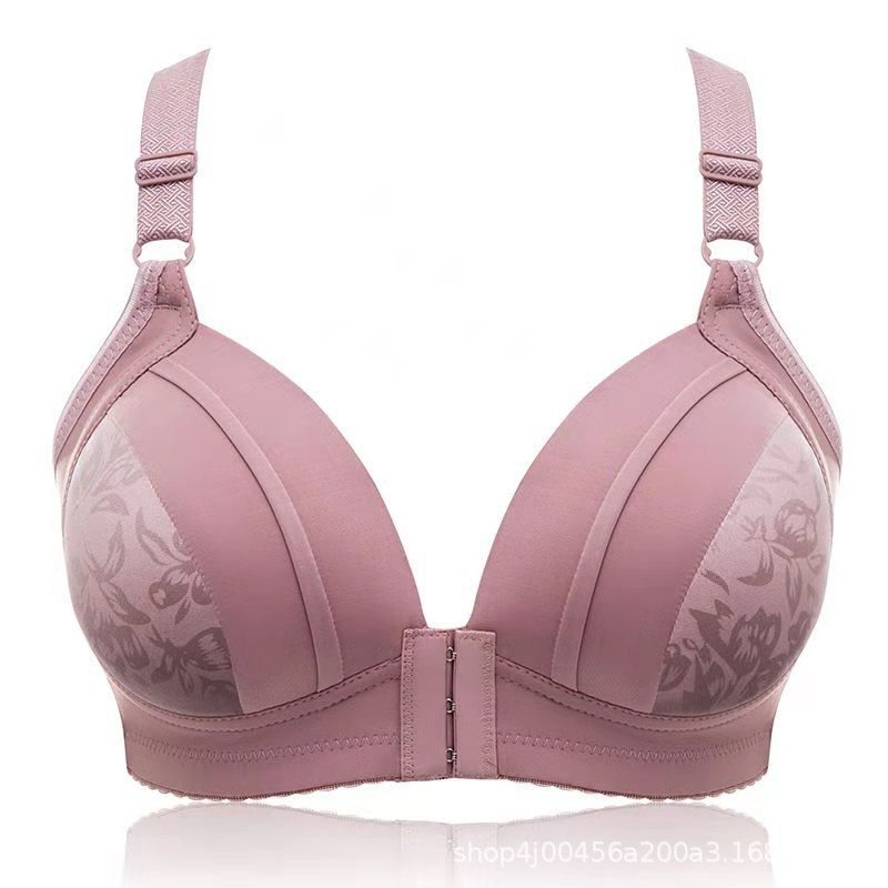 Effortless Natural Shaping Bra - Triangle Cup with Airy Thin Pads 80% Polyester, Printed Design Fixed Nylon Straps, Front Clasp, Rose/Bean Paste Hues, 36/80-42/95