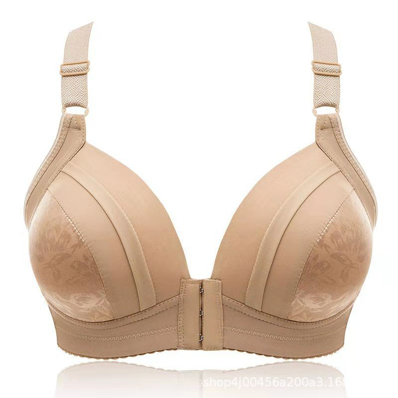 Effortless Natural Shaping Bra - Triangle Cup with Airy Thin Pads 80% Polyester, Printed Design Fixed Nylon Straps, Front Clasp, Rose/Bean Paste Hues, 36/80-42/95