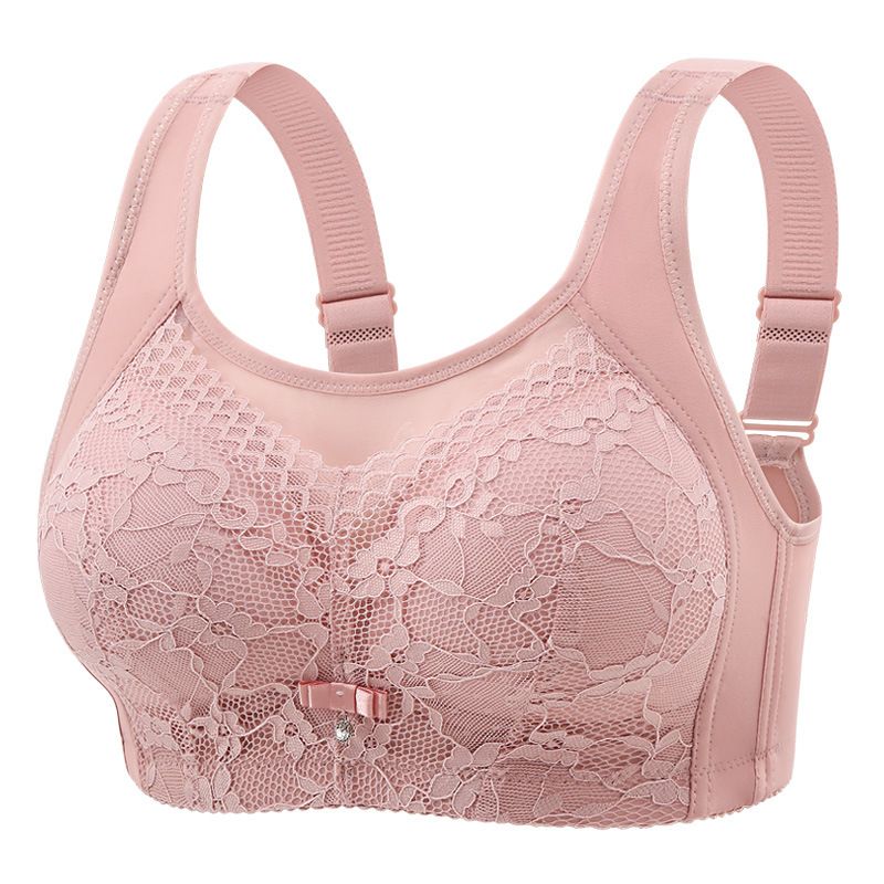 Luxurious Bandeau Bra - 3/4 Cup with Silky Nylon  Lift & Gather, Anti-Slip, Bust-Minimizing  Four-Row Clasp, Light Green/Shrimp Red, 36/80-46/105