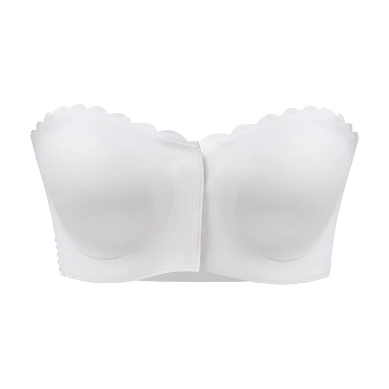 Woman bra Front button underwear thin gathered small chest wrapped invisible transparent strapless tube top one-piece bra lady