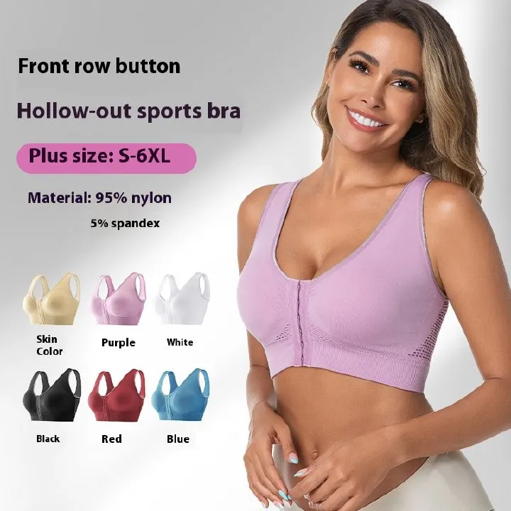 Women Plus Size Wireless Front Closure Bralette Thin Mesh Breathable Lingerie Ideal for Sports and Yoga