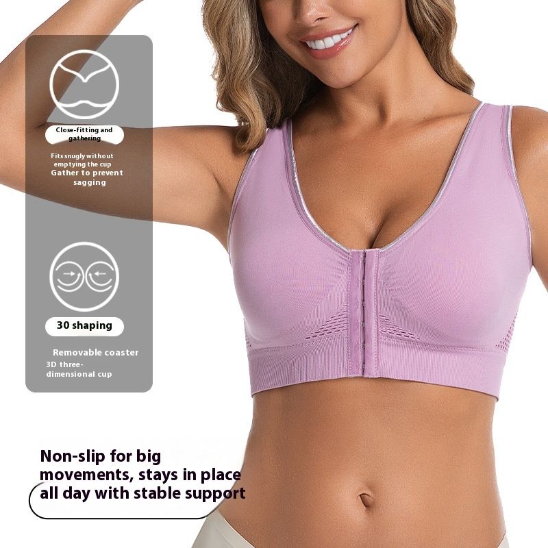 Women Plus Size Wireless Front Closure Bralette Thin Mesh Breathable Lingerie Ideal for Sports and Yoga