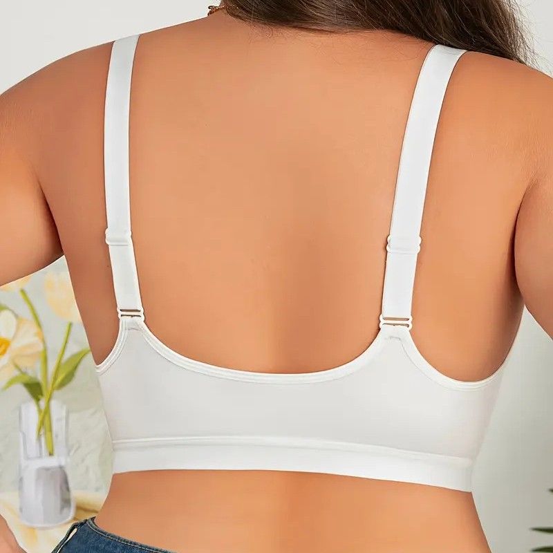 Plus Size Sexy Lace White Bra with Front Closure Bestselling Lace-Trimmed Design Comfortable for Daily Wear