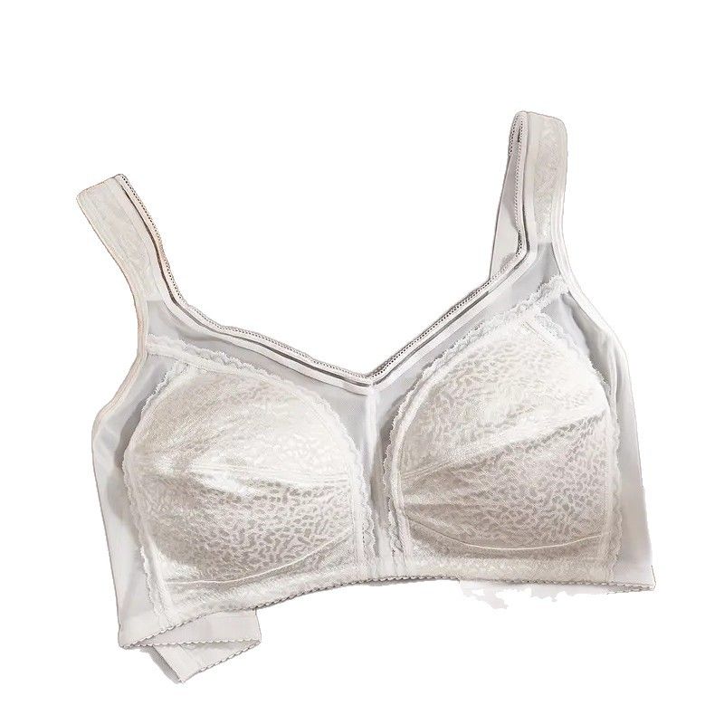 Plus Size White Leopard Print Lace Bra - Comfortable Underwire Full Coverage Bralette, Breathable Everyday T-Shirt Bra for Women (Sizes XL-4XL)