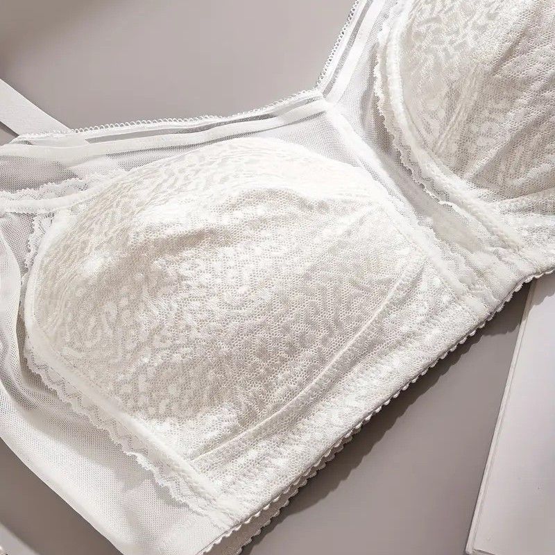Plus Size White Leopard Print Lace Bra - Comfortable Underwire Full Coverage Bralette, Breathable Everyday T-Shirt Bra for Women (Sizes XL-4XL)