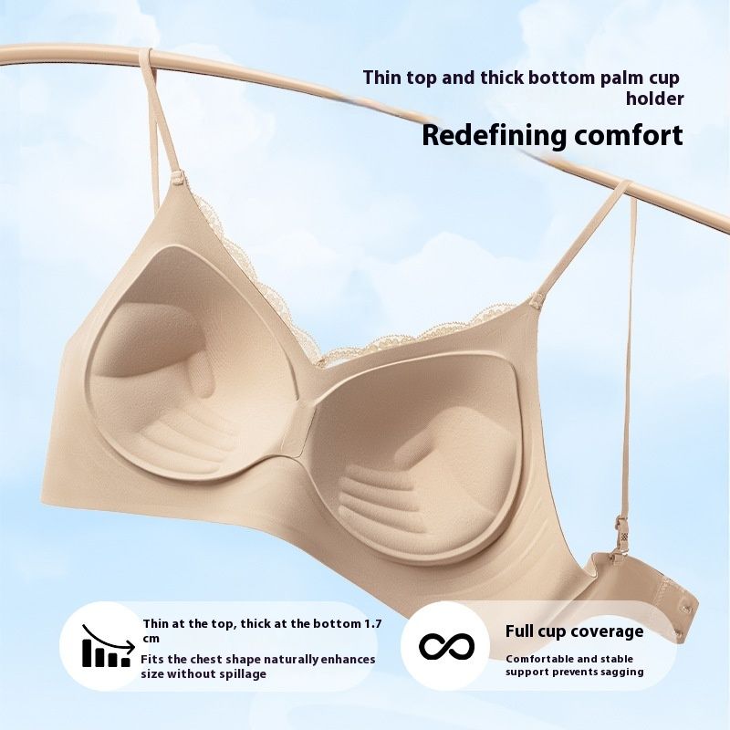 French style Lace Bra for Small Busts Push up Enhancing Invisible Wireless Underarm Fat gathering Lifting Seamless