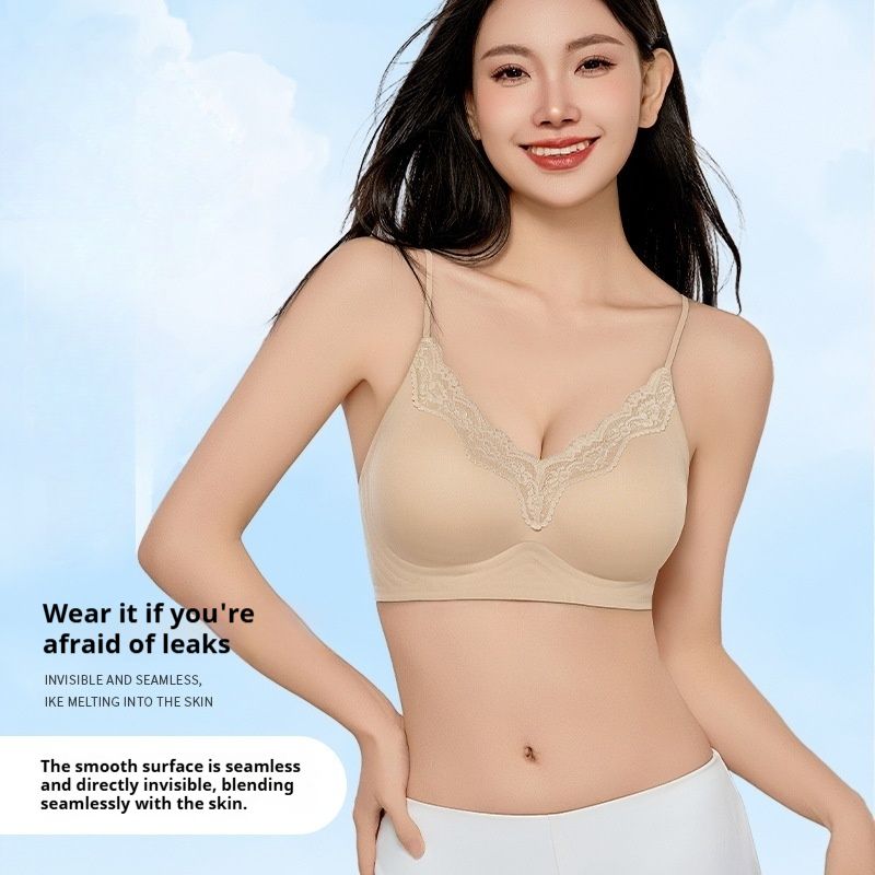 French style Lace Bra for Small Busts Push up Enhancing Invisible Wireless Underarm Fat gathering Lifting Seamless
