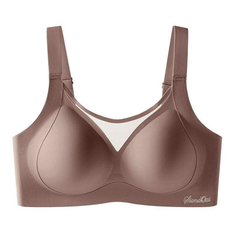 Sports Bra - Seamless 3/4 Cup with Light Padding | Lift & Anti-Slip, Bust-Minimizing | Nylon Blend, Taro Purple/Dark Coffee, M-5XL