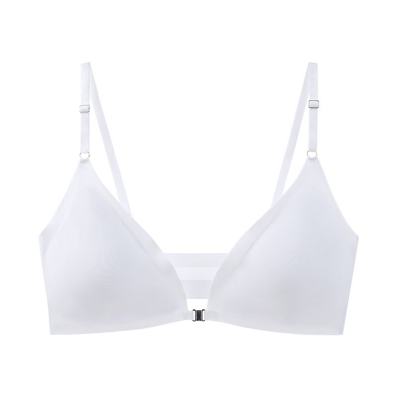 Seamless sexy plus size underwear for women, thin style, small chest, gathered and adjusted, ladies' front buckle beautiful back bra