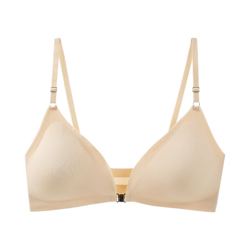 Seamless sexy plus size underwear for women, thin style, small chest, gathered and adjusted, ladies' front buckle beautiful back bra