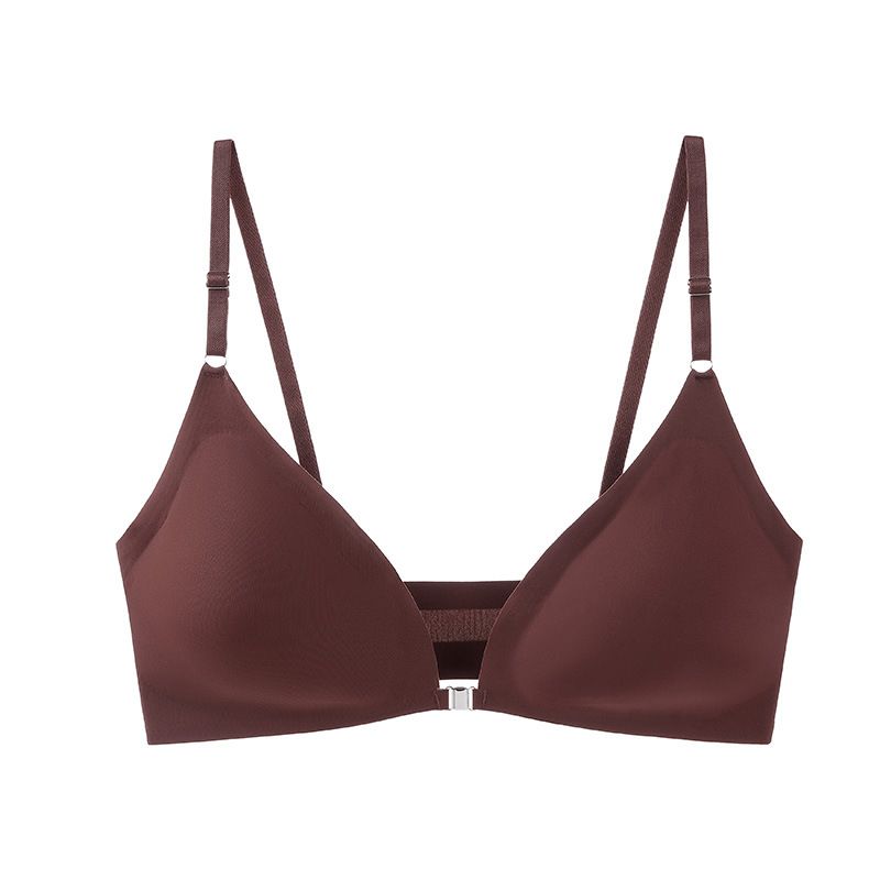 Seamless sexy plus size underwear for women, thin style, small chest, gathered and adjusted, ladies' front buckle beautiful back bra