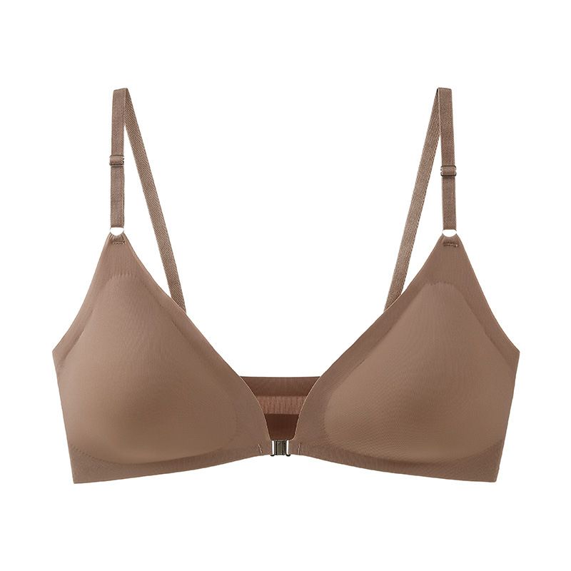 Seamless sexy plus size underwear for women, thin style, small chest, gathered and adjusted, ladies' front buckle beautiful back bra