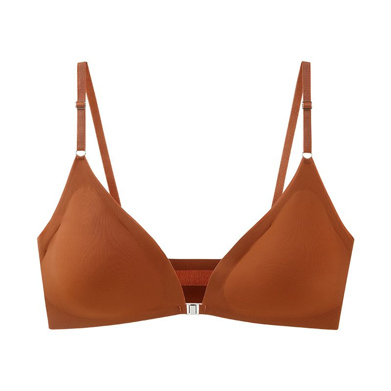 Seamless sexy plus size underwear for women, thin style, small chest, gathered and adjusted, ladies' front buckle beautiful back bra