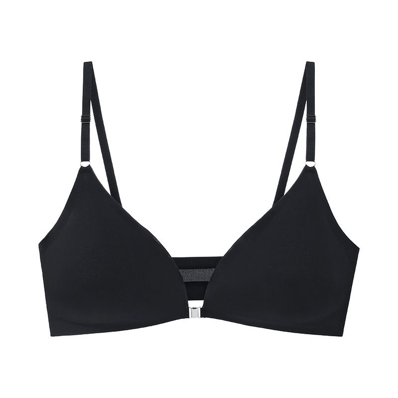 Seamless sexy plus size underwear for women, thin style, small chest, gathered and adjusted, ladies' front buckle beautiful back bra