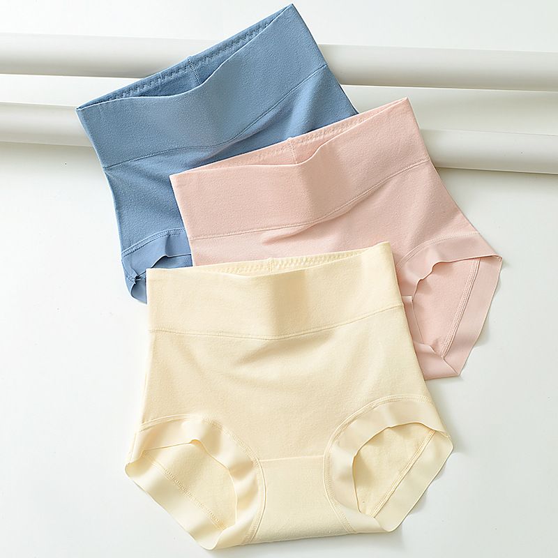 5PCS Women's pure cotton high waist tummy control seamless breathable antibacterial large size underwear