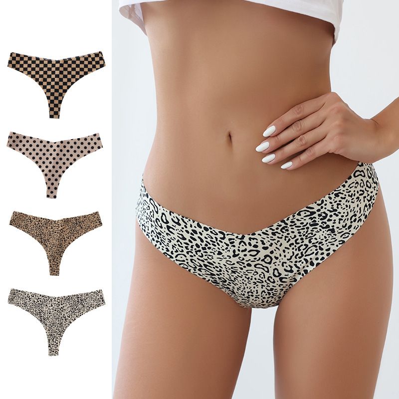 5-Piece New Women's Sexy Thong - Plus-Size Ice Silk Seamless Thin Underwear with Butt-Lifting Breathable & Low-Waist Cotton Lining